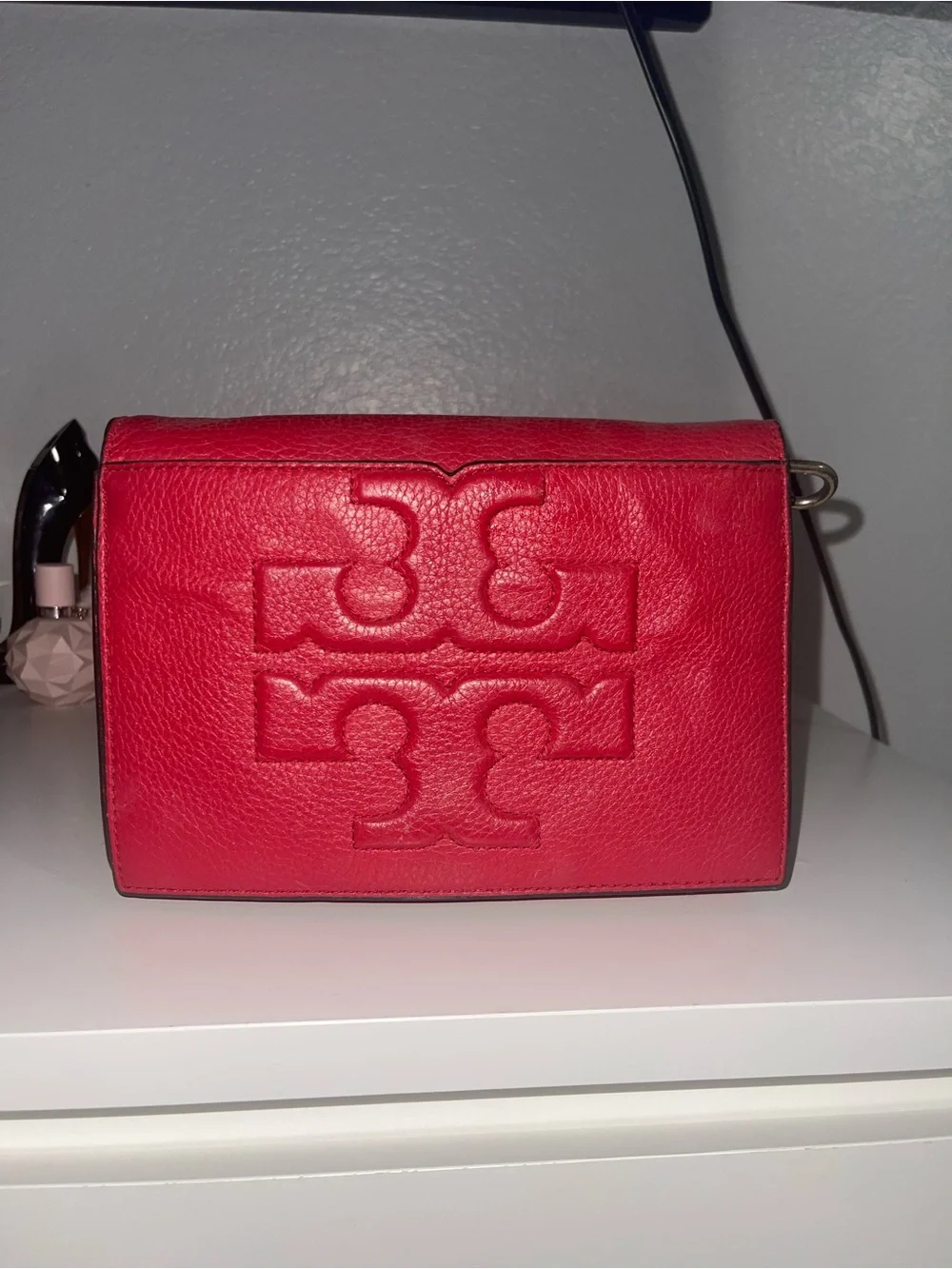 Tory Burch Vibrant Red Embossed Logo Crossbody
